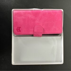 Suanpot Pink wallet case 14 pro faux leather magnet